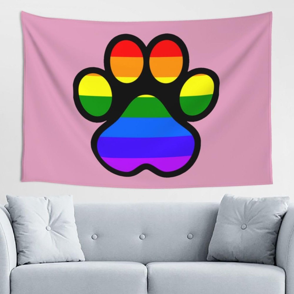 SwpWab LGBT Gay Lesbian Furry Paw Pride Rainbow Home Decoration Tapestries Placed In The Living Room Bedroom Keep Full Load