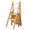 JHDXL Wooden Folding Library Ladder Chair, 4-Step Library Ladder,Convertible Folding Chair Step Stool Display Stand for Adults Office Home Kitchen Outdoor (Color : Log Color) view 1