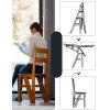 JHDXL Wooden Folding Library Ladder Chair, 4-Step Library Ladder,Convertible Folding Chair Step Stool Display Stand for Adults Office Home Kitchen Outdoor (Color : Log Color) view 2