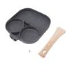 Egg fryer, 2 round cups, 3 sections, anti stick wooden handle, induction gas stove, breakfast pot, for induction, gas stove, etc view 3