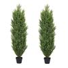 THE BLOOM TIMES Artificial Topiary Cedar Trees Outdoor 4FT Tall 2 Set, Realistic Faux Pine Cypress Shrubs Bushes, UV Resistant Large Fake Evergreen Plants for Front Porch Outside Planter Decor 4 Foot view 1