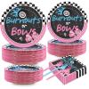 50 Guests Burnouts or Bows Gender Reveal Plates and Napkins Party Supplies Boys or Girls Baby Shower Party Decorations Disposable Tableware Set Gender Reveal Dinnerware Favor for Baby ,200PCS view 1