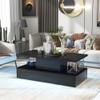 47.2" Modern Black LED Coffee Table for Living Room Unique High Glossy Cocktail Center Table with Lights, Rectangle Wooden Coffee Table for Living Room view 3