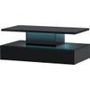 47.2" Modern Black LED Coffee Table for Living Room Unique High Glossy Cocktail Center Table with Lights, Rectangle Wooden Coffee Table for Living Room view 4