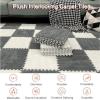 12 Pieces Soft Shaggy Area Rugs, Fluffy Interlocking Carpet Tiles, Non-Slip Splicing Carpet Floor Tiles for Indoor Home Residential, 12"x12"(Color:Apricot+Coffee) view 3