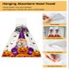 BOBOWUNY 2 Pcs Hanging Kitchen Hand Towels, Halloween Gnomes Super Soft Microfiber Tie Towels Aborbent Washcloth for Bathroom Oven Tea Bar Spooky Pumpkin Horror Orange Purple view 2