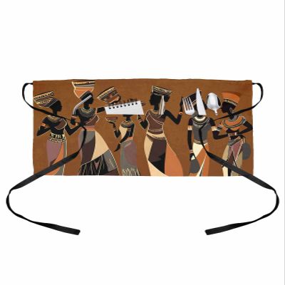 African Black Women Waitress Waiter Server Apron with Pockets,Waist Half Waterproof Cooking Kitchen BBQ Grill Chef Apron for Women,Men,Dad,Mom,Grandma,Boys,Girls Retro Bohemian Native American Tribal