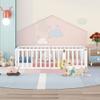 P PURLOVE Twin Size Floor Bed Frame for Kids, Wood Montessori Floor Beds with Fence Rail for Boys Girls,(White,Twin Bed view 3