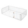 P PURLOVE Twin Size Floor Bed Frame for Kids, Wood Montessori Floor Beds with Fence Rail for Boys Girls,(White,Twin Bed view 4