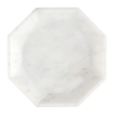 47th & Main Marble Vanity Tray Hexagon Shaped Decorative Tray for Home Dcor, Small, White
