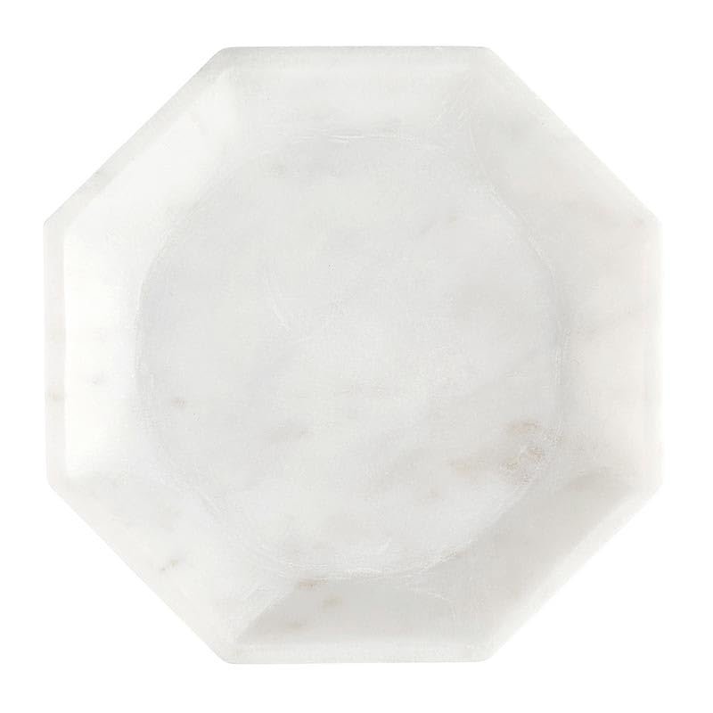 47th & Main Marble Vanity Tray Hexagon Shaped Decorative Tray for Home Dcor, Small, White