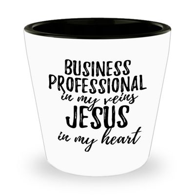 Funny Business Professional Shot Glass In My Veins Jesus In My Heart Inspirational Christian Quote Coworker Gift 1.5 Oz Shotglass