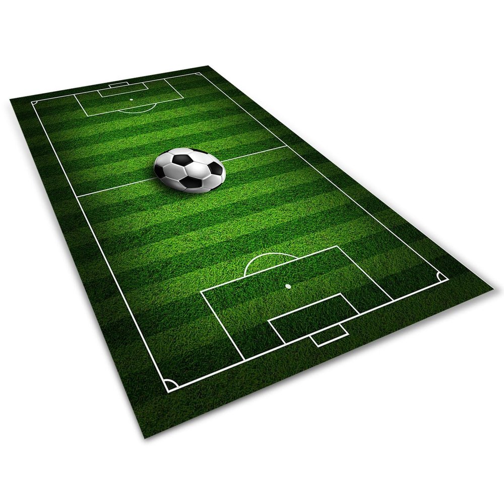 Kids Rug Soccer Field Rug Football Carpet Playmat Fun Sports Area Rugs with Anti Skid Rubber Backing for Boys Children's Bedroom Playroom Living Room Nursery Green 3X5ft/90X150CM