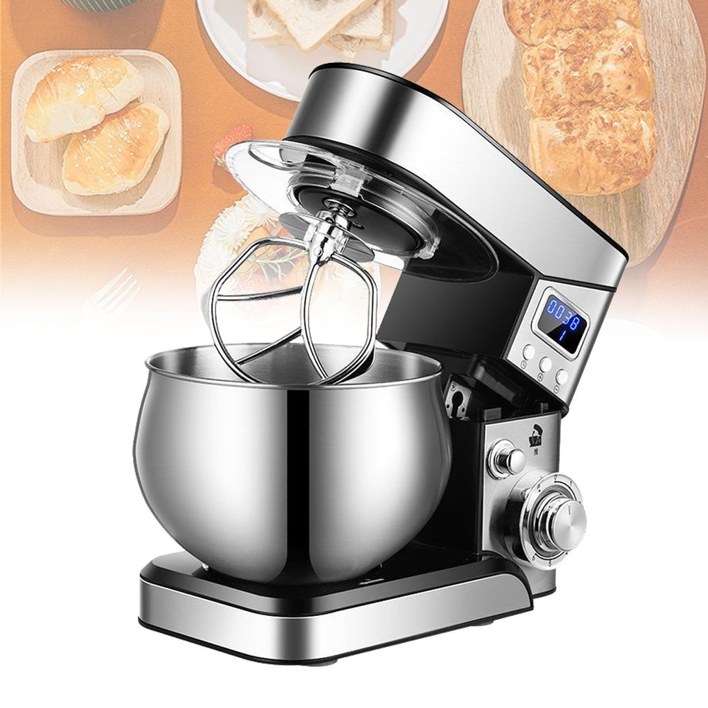 5.5L Small Household Automatic Kitchen Machine 600W Bread Mixer Dough Blenders Aid 6-Speed Commercial Standing Spiral Stand Blender Robot Cake (Color : Stainless Steel, Size : 110V)