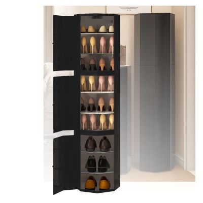 BXKCFYBSQ Round Rotating Shoe Cabinet 360 Storage Lazy Vertical Shoe Rack, Hidden Shoe Rack for Small Space Closet Storage Simple and Modern, Saving Entrance Space (Size : 35x35x86CM)