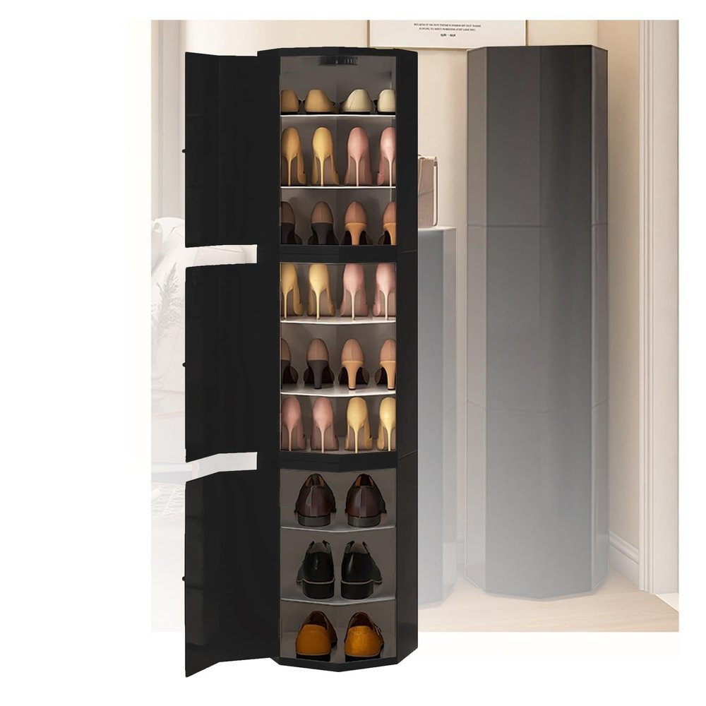 BXKCFYBSQ Round Rotating Shoe Cabinet 360 Storage Lazy Vertical Shoe Rack, Hidden Shoe Rack for Small Space Closet Storage Simple and Modern, Saving Entrance Space (Size : 35x35x86CM)