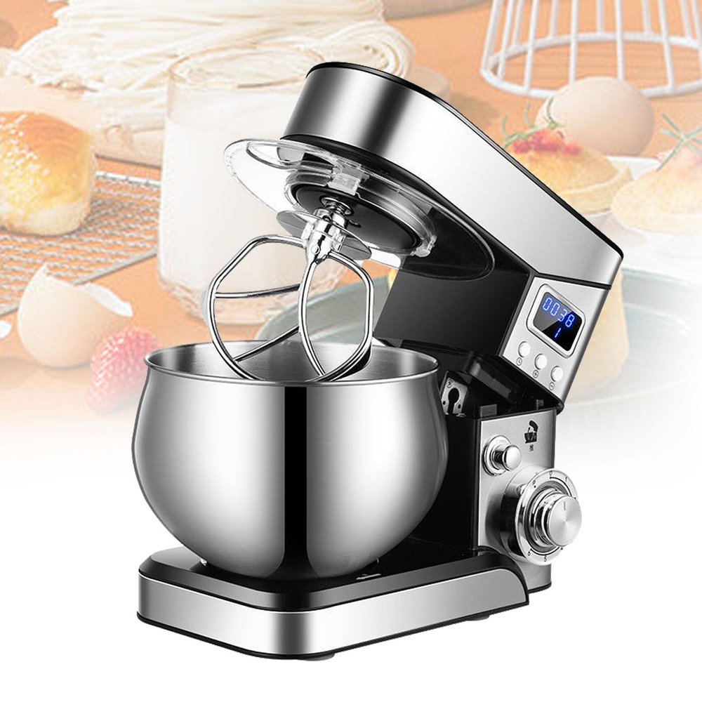 5.5l Capacity Lightweight & Powerful Mixer,6-speed Kitchen Food Stand Mixer With Timer,600w Cream Egg Whisk Splash-proof (Color : Stainless steels, Size : 220V)