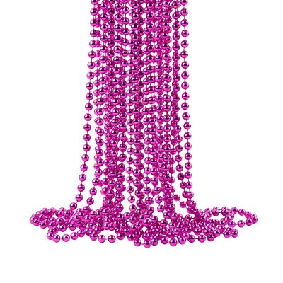 ZZYFGH 12 Pcs Hot Pink Beads Necklace, 33" 7mm Breast Cancer Bead Necklaces, Mardi Gras Beads Necklace, Breast Cancer Awareness Accessories Bead Necklaces Bulk for Wedding Birthday Gender Reveal Party Events Supplies