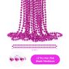 ZZYFGH 12 Pcs Hot Pink Beads Necklace, 33" 7mm Breast Cancer Bead Necklaces, Mardi Gras Beads Necklace, Breast Cancer Awareness Accessories Bead Necklaces Bulk for Wedding Birthday Gender Reveal Party Events Supplies view 2