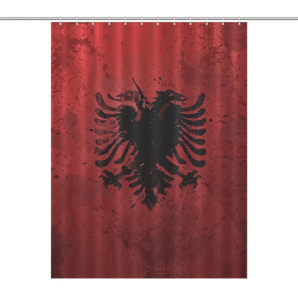Albanian Flag Shower Curtain with Hooks Beautiful Bathroom 55x72Inch140x183cm