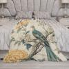 Yinrune Chinoiserie Bird Flower Throw Blanket Yellow Grey Fuzzy Blanket Blankets Super Comfort Warmth Coral Fleece Blanket for Couch Bed Chair Office Sofa 30x40 view 3