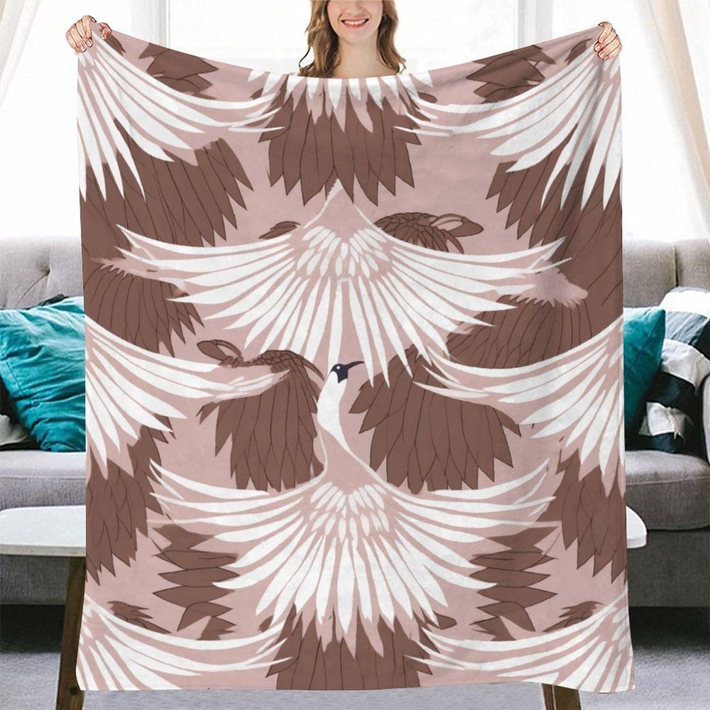 Yinrune Swan Bird Blankets Pink Tassel White Throw Blanket Fuzzy Blanket Super Soft Warm Coral Fleece Blanket for Couch Bed Sofa Cover Chair Great Gift for Friend Men Women 40x50