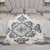 Yinrune Blue Navy Damask Blankets Farmhouse Fuzzy Blanket Throw Decor Plush Super Soft Warm Coral Fleece Blanket for Sofa Chair Living Room Adult and Kids Blanket 60x80 view 3