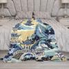 Yinrune Pagoda Chinoiserie Decorative Flannel Fleece Blanket Blue and White Asian Soft Throw Lightweight Air Conditioning Blankets Warmth for Couch Bed Sofa Chair Travelling 40x50 view 3
