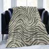 Yinrune Tiger Stripes Cream Muted Beige Throw Blanket Zebra Animal Print Chinoiserie Fuzzy Blanket Blankets Super Comfort Warmth Coral Fleece Blanket for Couch Bed Chair Office Sofa 30x40 view 2