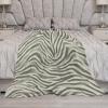 Yinrune Tiger Stripes Cream Muted Beige Throw Blanket Zebra Animal Print Chinoiserie Fuzzy Blanket Blankets Super Comfort Warmth Coral Fleece Blanket for Couch Bed Chair Office Sofa 30x40 view 3