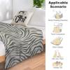 Yinrune Tiger Stripes Cream Muted Beige Throw Blanket Zebra Animal Print Chinoiserie Fuzzy Blanket Blankets Super Comfort Warmth Coral Fleece Blanket for Couch Bed Chair Office Sofa 30x40 view 4