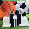 Aerdce Basketball Theme Cylinder Covers for Kids Birthday Parties Black Pedestal Stand Cover Sports Party Favors Tablecloth Decor Plinth Cover Props view 3