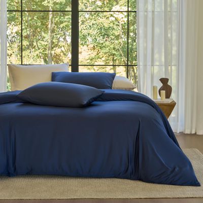 SIJO AiryWeight Tencel Duvet Cover, 100% Lyocell Derived from Eucalyptus, Buttery Soft, Best Cooling Sheets by Architectural Digest (Sapphire, King/Cal King 106"x90")