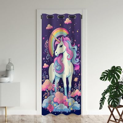 Anime Unicorn Door Curtains for Doorways, Dreamy Rainbow Cute Fantasy Blackout Curtain for Kids Bedroom Closet, Grommet Thermal Insulated Privacy Door Drapes for Room Divider, 42" W x 80" L
