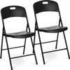 Oline Folding Chair, Indoor Outdoor Plastic Commercial Stackable Foldable Guest Chairs for Events Office Wedding Party Picnic Kitchen Dining, 350lb Capacity (Black, 2 Pack) view 1