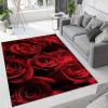 Romantic Fresh Red Roses Area Rug, Fantasy Valentine's Day Indoor Non-Slip Kids Rugs, Machine Washable Breathable Durable Carpet for Front Entrance Floor Decor,5.3 x 8ft view 1
