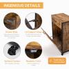 VINGLI 13 Gallon Tilt Out Trash Cabinet, Wood Hidden Trash Can Kitchen Cabinet with Drawer, Movable/Freestanding Pet Proof Storage Organizer, Laundry Basket Living Room Storage, Rustic Brown view 4