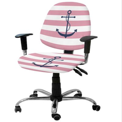 Futuregrace Office Chair Cover Pink Nautical Anchor Geometric Stripes Pattern Computer Chair Covers Stretch Desk Chair Slipcover Protector Removable Washable Seat Cover fot Office Chair