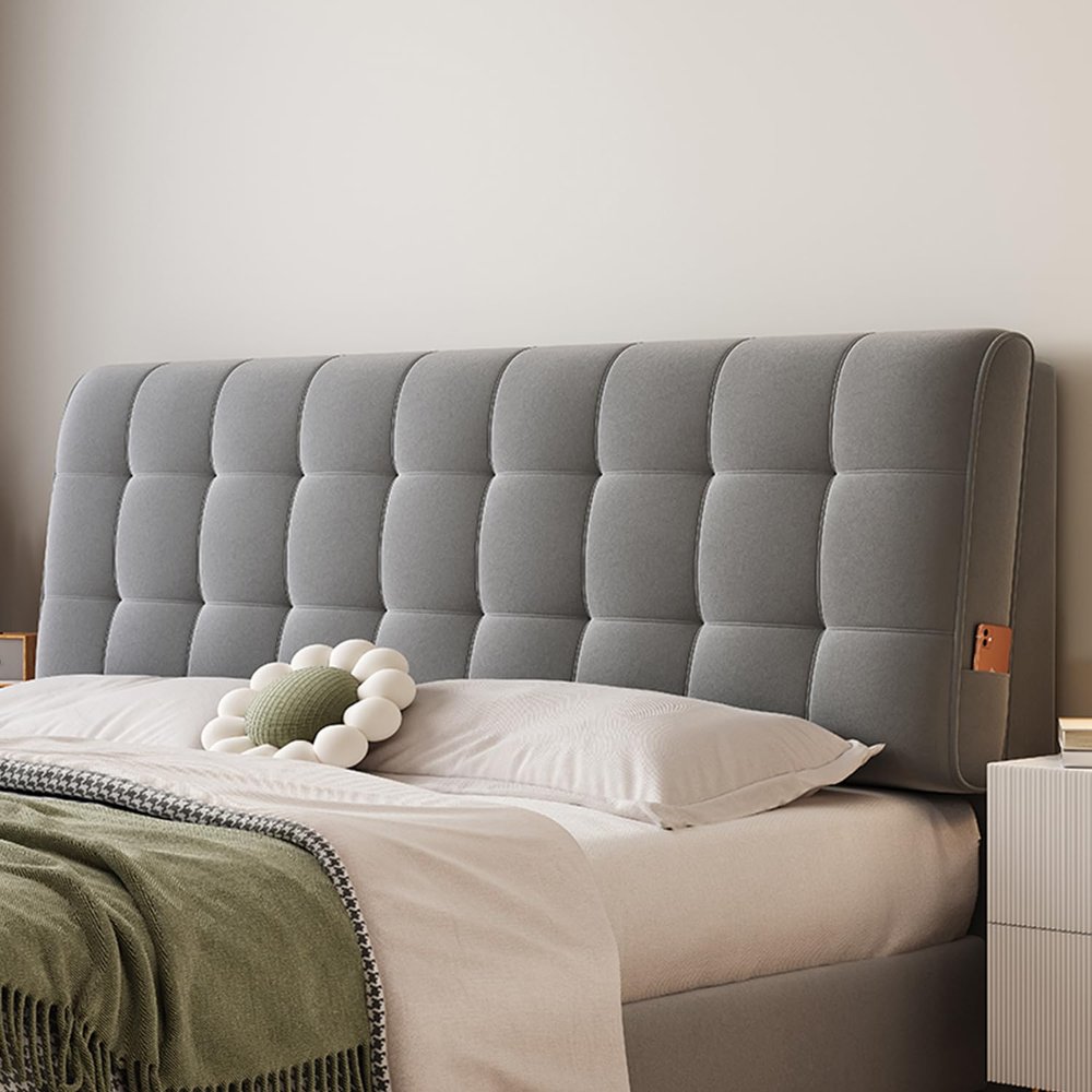 ZZYK Large Headboard Pillow,Wall Mounted Rectangle Headboard Reading Pillow,Wedge Pillowboard Headboard Support Upholstered Bed Backrest Bedside Bolster,Gray1,California King/71x23x4In