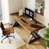 Sihtengxxhongs Rustic Style Solid Wood 55-inch Computer Desk - Large Office Desk for Home Office, Modern and Simple Design, Ideal for Study, Writing, Dining view 1
