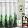 ORTIGIA Misty Forest Shower Curtain with Liner for Bathroom, Green Double Layer Nature Shower Curtain Set with See Through Top Window, Luxury Fabric Tree Bath Curtain, 72x74 with Metal Hooks view 3