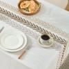 Alsoo Embroidered Tablecloth Rectangle 55 x 75 Inch, Farmhouse Otanical Floral Table Cloth Resuable Waterproof Washable Cotton Linen Fabric for Kitchen Dining Festival view 2