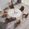 53" Round Dining Table, White Sintered Stone Tabletop and Carbon Steel Base, Modern Dining Room Table for 4-6, Luxurious Kitchen Table for Home Office Restaurant (Not Include Chair) view 3