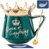 Arawat Queen of Everything Mug with Lid Crown Queen Elizabeth Mugs 12 oz Ceramic Cup Birthday Gifts for 20 30 40 50 60 70 80 90 Women Gift for Women Girls Mom Friend Valentine's Day Gifts for Women view 1