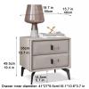 PERTID Modern Nightstand Table with 2 Drawers, Side Table Metal Legs for Bedroom Living Room, Bedside Furniture (Color : Gris) view 2