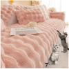 Sofa Slipcover Corner 3/2/1/4 Seater Sofa Cover, Non-Slip Sofa Cover, Luxury Rabbit Plush Sofa Covers, Super Soft Faux Fur Furniture Protector for Sectional Couch (Pink,70x90cm) view 1