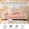 Sofa Slipcover Corner 3/2/1/4 Seater Sofa Cover, Non-Slip Sofa Cover, Luxury Rabbit Plush Sofa Covers, Super Soft Faux Fur Furniture Protector for Sectional Couch (Pink,70x90cm) view 2