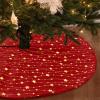 Amidaky Christmas Tree Skirt Velvet Red 48 inch Large Soft Christmas Tree Mat with Gold Star Pattern for Indoor Outdoor Xmas Holiday Party Decoration view 2