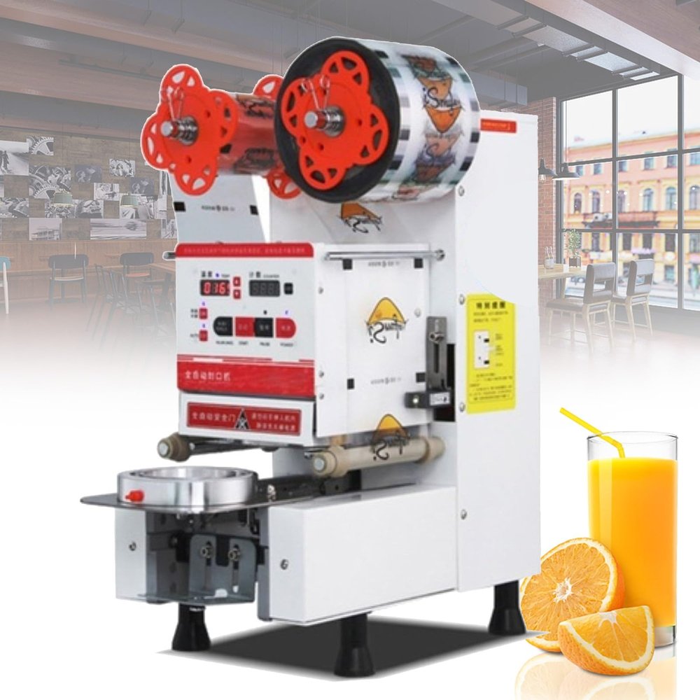 Fully Automatic 350W 90/95mm Cup Sealing Machine Electric Commercial Bubble Tea Milk Tea Sealing Machine Boba Maker (Color : White, Size : 1