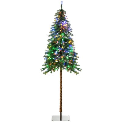 HOMCOM 6ft Tall Prelit Pencil Artificial Christmas Tree Holiday Dcor with 442 Branches, 175 Warm White or Colorful LED Lights, Steel Base
